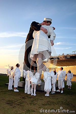 The KISS WWII Unconditional Surrender Statue, San Diego Editorial Stock Photo