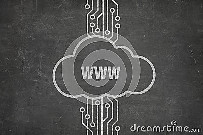 Www text on blackboard with cloud symbol Stock Photo