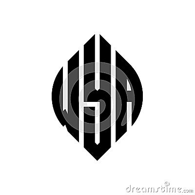 WYA circle letter logo design with circle and ellipse shape. WYA ellipse letters with typographic style. The three initials form a Vector Illustration