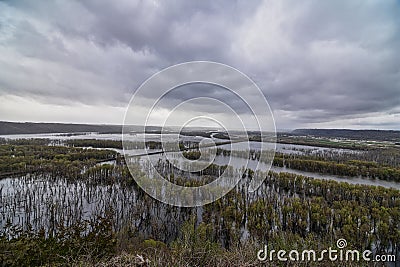 Wyalusing State Park Overlook as the River Crests Stock Photo