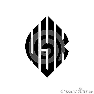 WYK circle letter logo design with circle and ellipse shape. WYK ellipse letters with typographic style. The three initials form a Vector Illustration