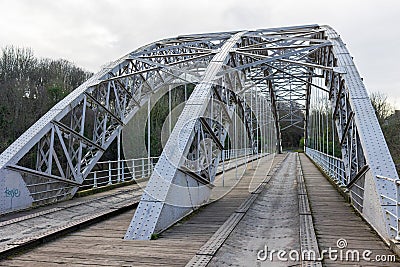 Wylam, Northumberland England: Feb 2022: Hagg Bank Bridge on the River Tyne Editorial Stock Photo