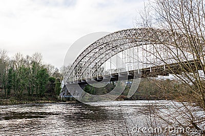 Wylam, Northumberland England: Feb 2022: Hagg Bank Bridge on the River Tyne Editorial Stock Photo