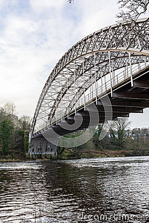 Wylam, Northumberland England: Feb 2022: Hagg Bank Bridge on the River Tyne Editorial Stock Photo