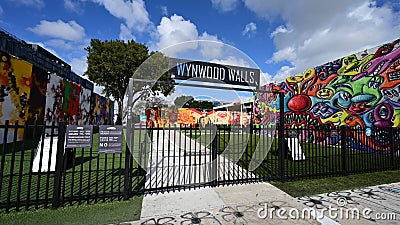 Wynwood Walls in Miami, Florida devoid of people during coronavirus pandemic closure. Editorial Stock Photo