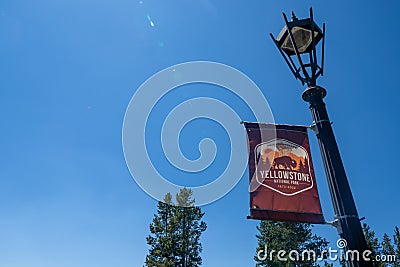 150th anniversary flag banner celebrating Yellowstone National Park Editorial Stock Photo