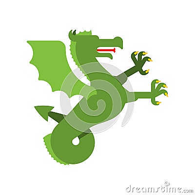 Wyvern Heraldic animal. Sea Dragon with fishtail. Fantastic Beast. Monster for coat of arms. Heraldry design element. Vector Illustration