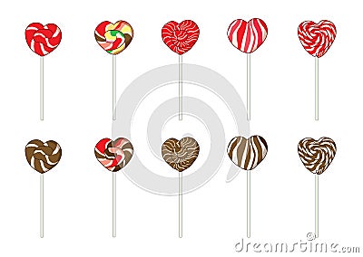 Candies lollipop heart and isolated design on white background illustration vector Cartoon Illustration