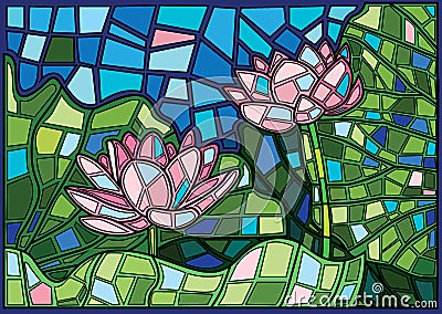 Lotus flower moses Stained glass Vector Illustration