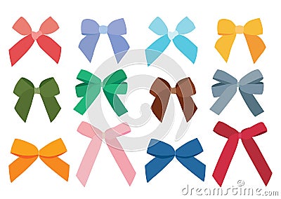 Bow colour design and multicolored bow colorful Cartoon Illustration