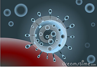 Vector realistic coronavirus from RNA virus family in red, blue, grey colors Vector Illustration