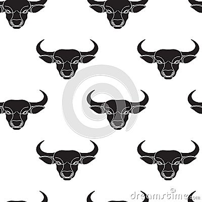 Bull head. Seamless vector illustration. Vector Illustration