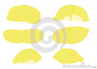 Durian fruit colour yellow and ripe durian piece on white background illustration vector Cartoon Illustration