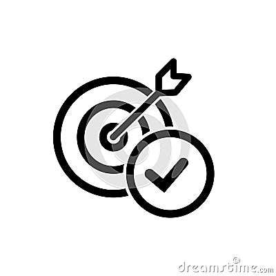 dart or bullseye and check mark symbol. Vector Illustration