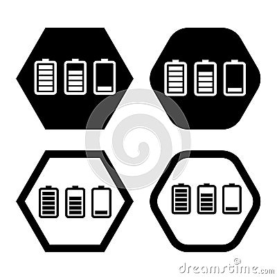 Set of Level power Battery charge logo icon vector illustration logo Isolated template. Vector Illustration