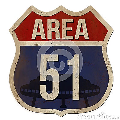 "Area 51" vintage sign isolated on white background, vector illustration Cartoon Illustration