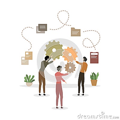 Planing business work illustration vector, business work and teamwork illustration doing job together make plan and reach goal in Vector Illustration