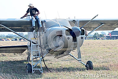 X328 Atlas Angel Turbine specially equipped aircraft for sky div Editorial Stock Photo