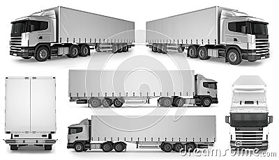 6 x Big Truck Background - Blank mockup for design branding Cartoon Illustration