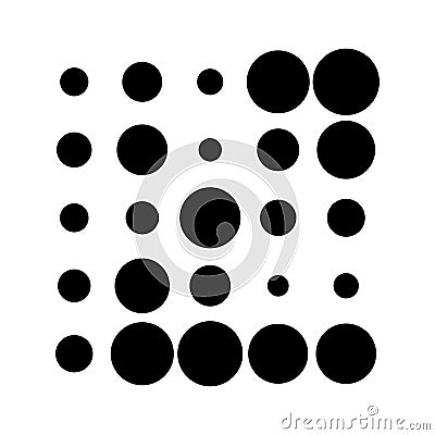 5x5 circles dots variation design. Dotted speckles, freckles. Circles grid and mesh Vector Illustration