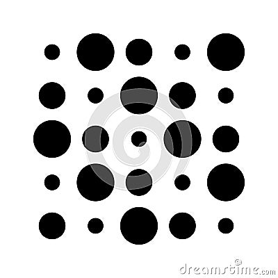 5x5 circles dots variation design. Dotted speckles, freckles. Circles grid and mesh Vector Illustration