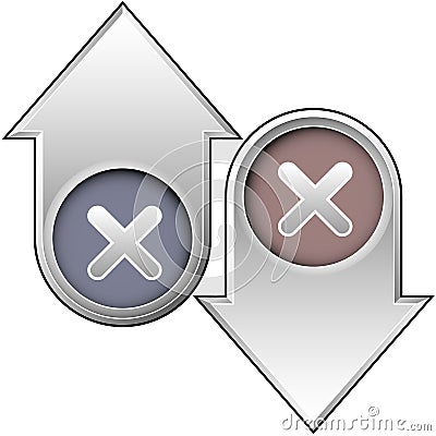 X or close icon on up and down arrows Vector Illustration