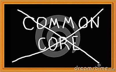 X Through Common Core on Chalkboard Stock Photo