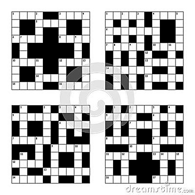 10x10 crossword puzzle vector illustration set, empty squares Vector Illustration