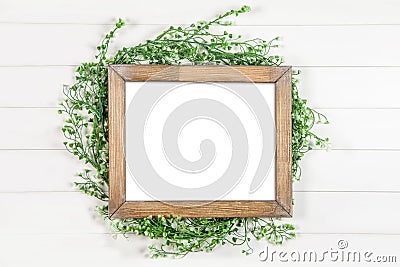 8x10 16x20 horizontal wooden frame mockup on white background Stock Photo