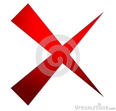 X letter, x shape. Cross with red colors as delete, remove, fail Vector Illustration