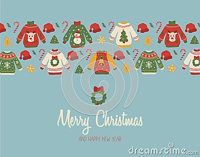 X-mas joyful postcard with holidays congratulations Vector Illustration