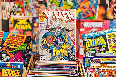 X-Men Marvel comic book for sale in a store Editorial Stock Photo