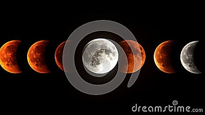 5353X3000 pixel,300DPI,size 17.5 X 10 INC.Lunar eclipse pattern with the moon Cartoon Illustration