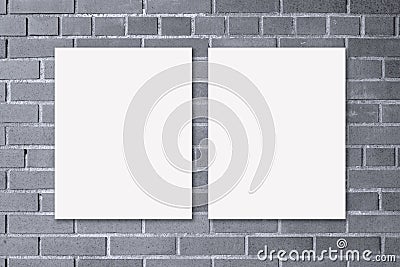 8x10 Poster Mockup on Gray Brick Wall Stock Photo