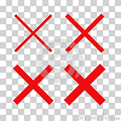 Crossed out sign in four variants Vector Illustration