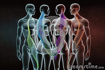 x-ray of human bodies Cartoon Illustration