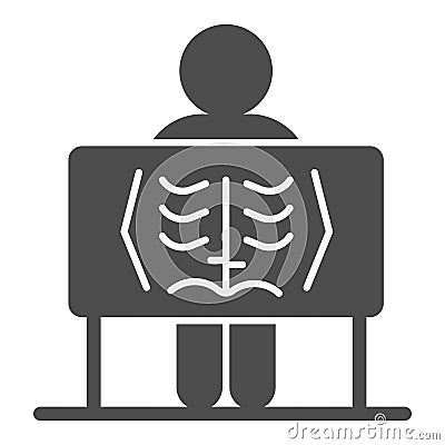 X-ray of human lungs solid icon, Medical concept, chest X-ray sign on white background, person with radiograph icon in Vector Illustration