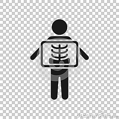 X-ray icon in flat style. Radiology vector illustration on white isolated background. Medical scan business concept Vector Illustration