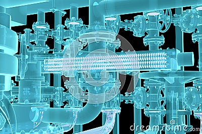 X-Ray Image of Industrial equipment Stock Photo