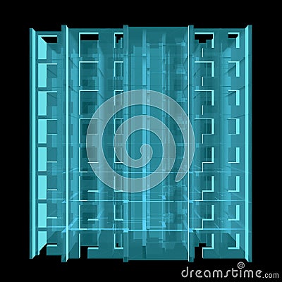 X-Ray. Model Floor of Apartment Block Cartoon Illustration