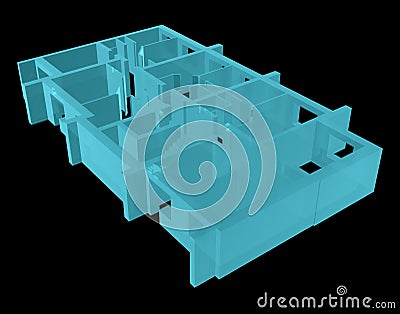 X-Ray. Model Floor of Apartment Block Cartoon Illustration