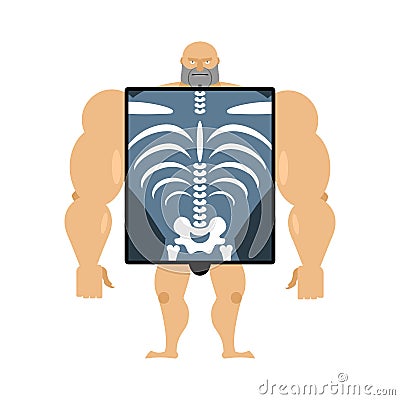 X-ray of person. Structure of men. Construct of athlete. Bones a Vector Illustration