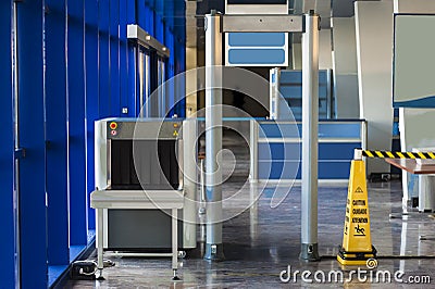 X-ray scanner and metal detector Stock Photo