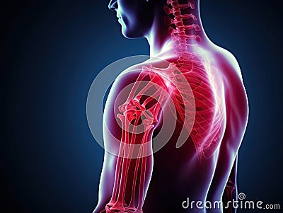 X-ray of a sore shoulder joint with rheumatism. Painful shoulder bone injury trauma Stock Photo