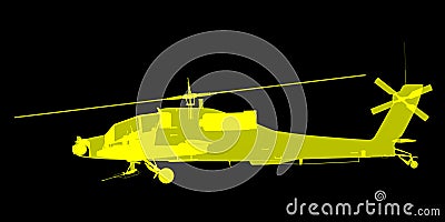 X- ray or Xray image of Apache helicopter Stock Photo