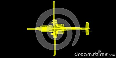 X- ray or Xray image of Apache helicopter Stock Photo