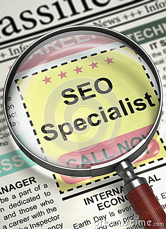 We're Hiring SEO Specialist. 3D. Stock Photo