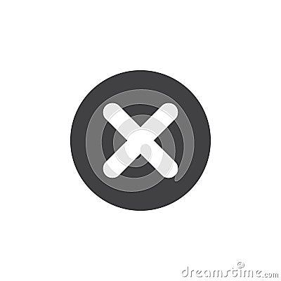 X, remove flat icon. Round simple button, circular vector sign. Vector Illustration