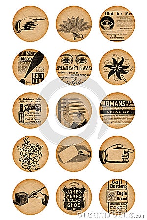 4x6 rounds circles vintage round old images Stock Photo