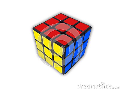 3x3 solved Rubik's Cube on the white background. Editorial Stock Photo